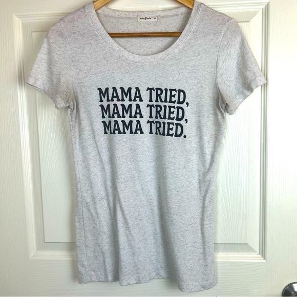 Basic “Mama Tried” White / Light Gray T-shirt - Picture 1 of 8